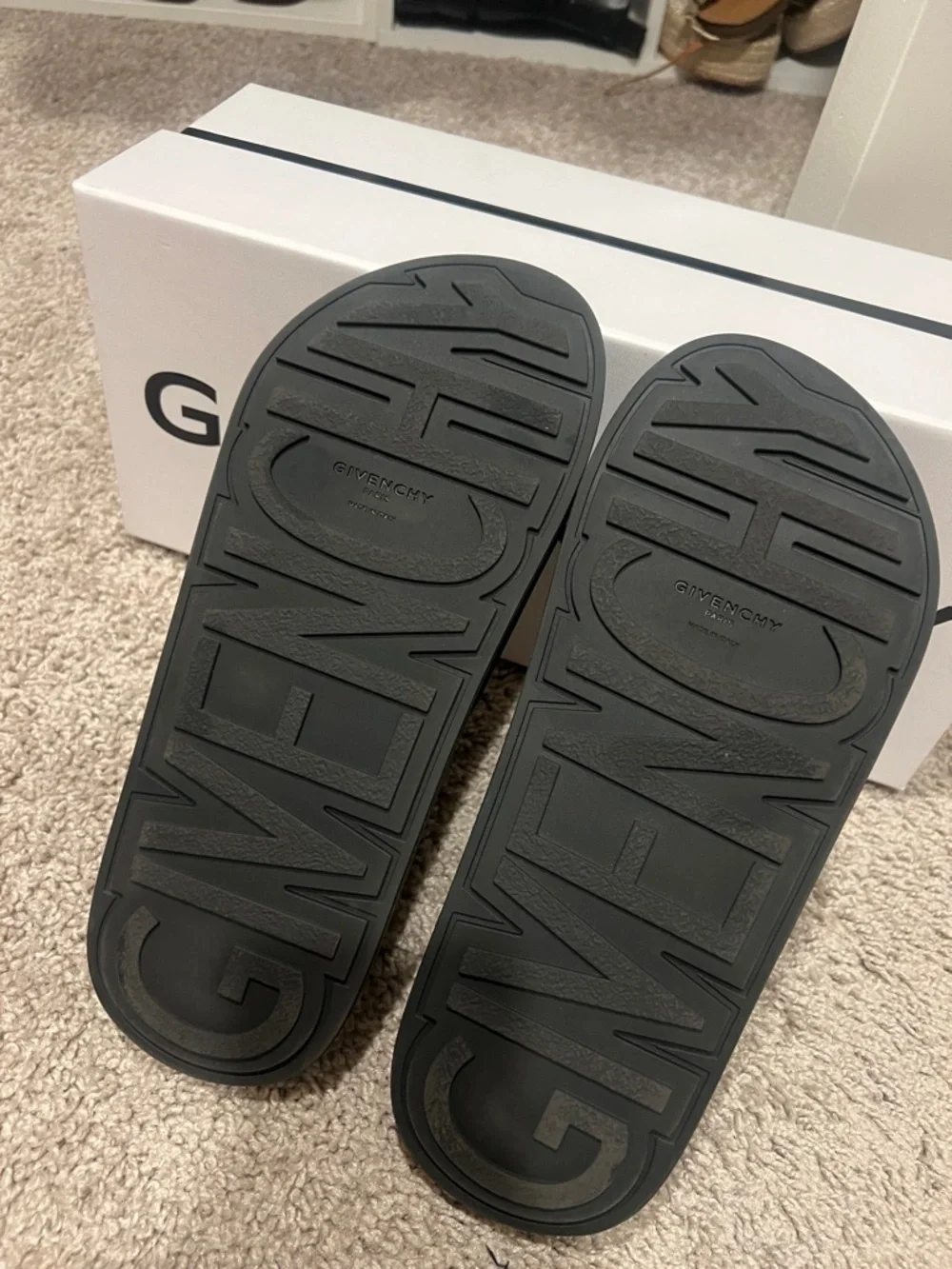 Givenchy Black Slide Sandals with White Logo Plaque - Picture 2 of 2